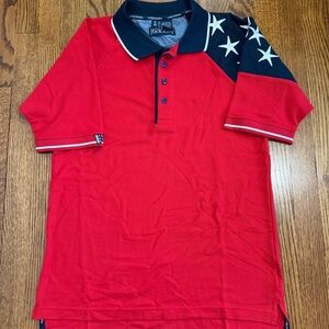 Rock Point Vintage Red Blue Stars Polo America USA Size Medium